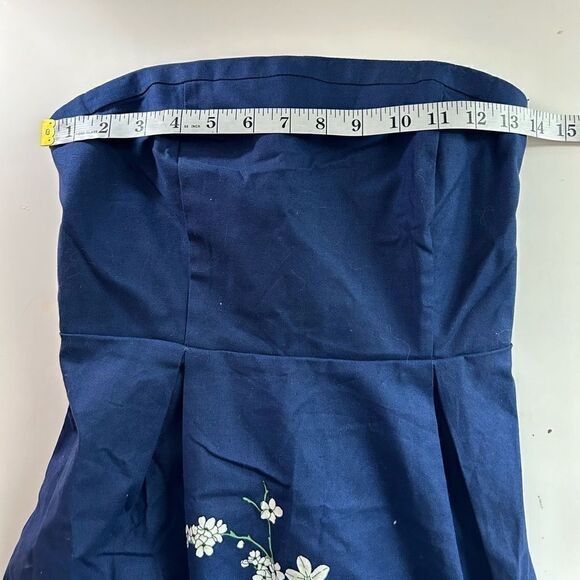 NEW Old Navy Blue Floral A Line Strapless Mini Dress size 4 - Picture 7 of 10